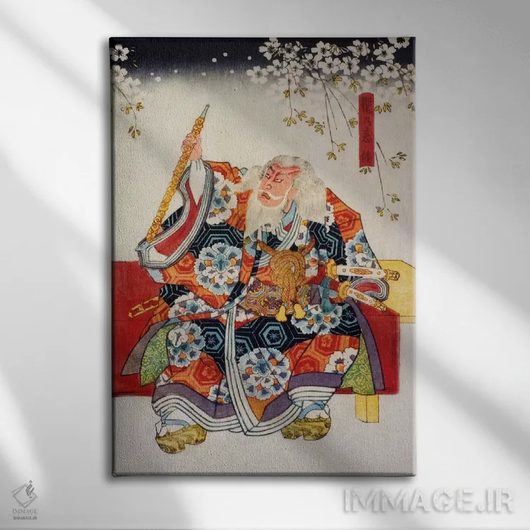 تابلو سامورایی پیر اثر هنرمند ناشناس - نمای روبهرو روی دیوار