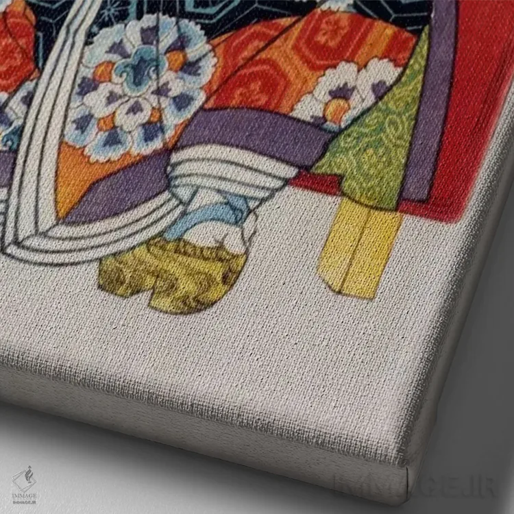 تابلو سامورایی پیر اثر هنرمند ناشناس - نمای نزدیک بافت بوم