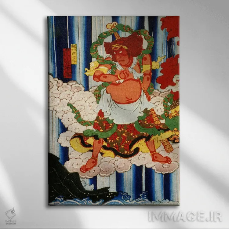 تابلو مرد با کانابو (گرز ژاپنی) اثر هنرمند ناشناس - نمای روبهرو روی دیوار