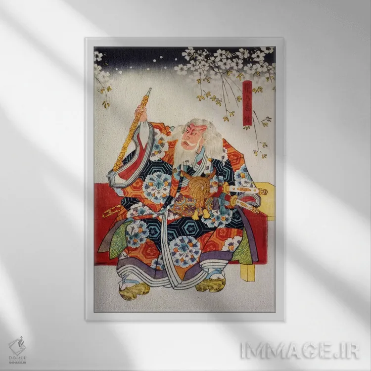 تابلو سامورایی پیر اثر هنرمند ناشناس - نمای قابدار سفید