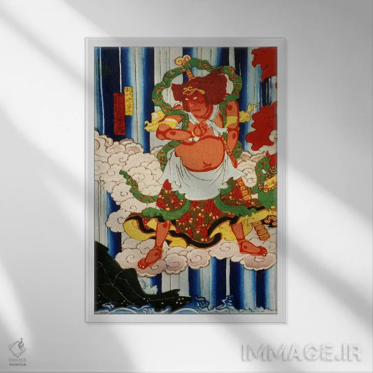 تابلو مرد با کانابو (گرز ژاپنی) اثر هنرمند ناشناس - نمای قابدار سفید