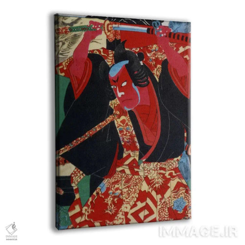 تابلو سامورایی به رنگ قرمز نقاشی شده اثر هنرمند ناشناس - نمای پرسپکتیو محصول