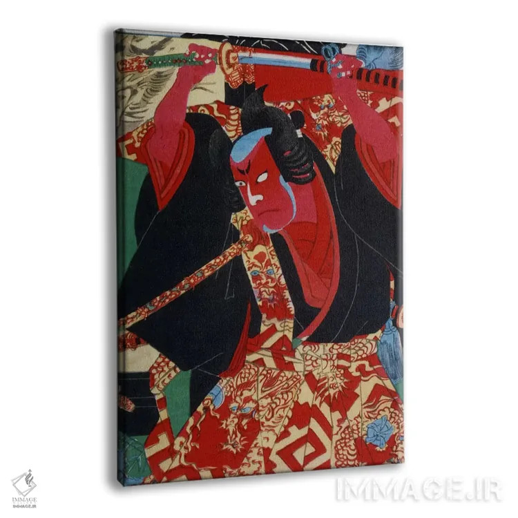 تابلو سامورایی به رنگ قرمز نقاشی شده اثر هنرمند ناشناس - نمای پرسپکتیو محصول