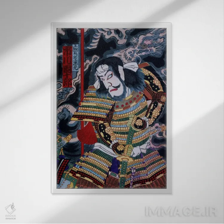 تابلو سامورایی با کاتانا اثر هنرمند ناشناس - نمای قابدار سفید