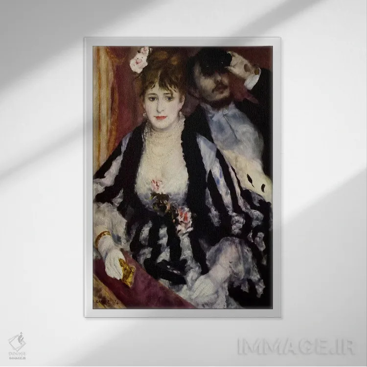 تابلو جعبهٔ تئاتر (لا لوژ) اثر پیر-اوگوست رنوار - نمای قابدار سفید