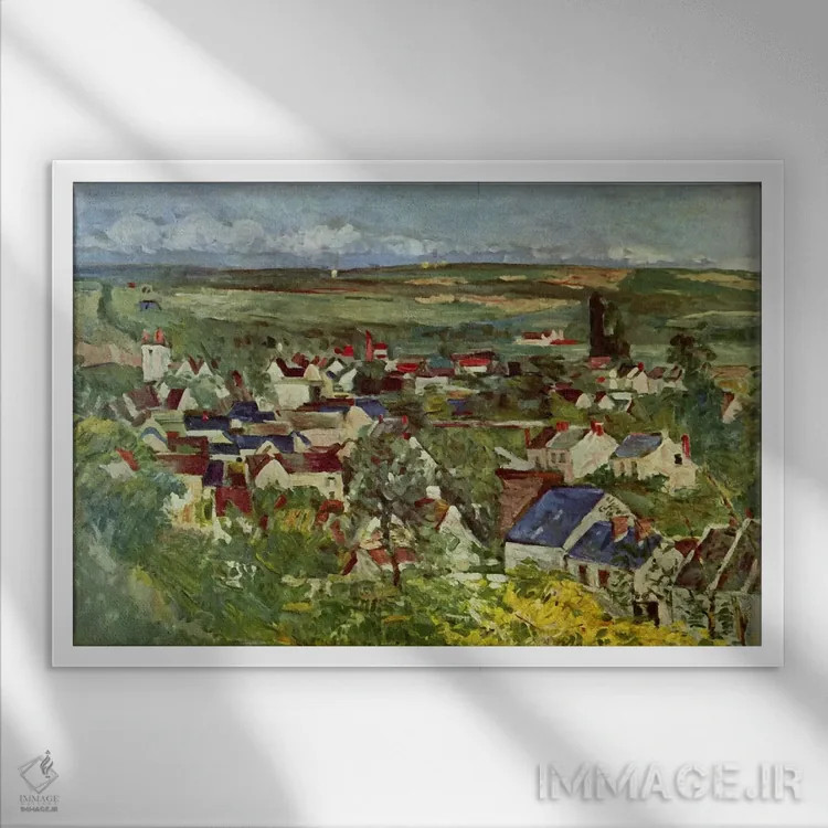 تابلو نمای آوِر (شهر فرانسه) اثر پل سزان - نمای قابدار سفید