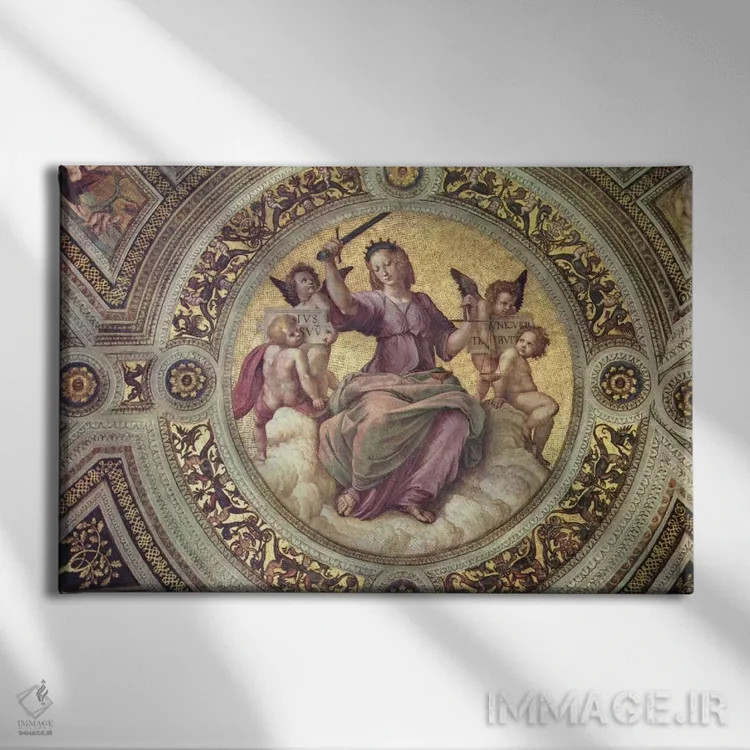 تابلو اتاق امضای اسناد (کتابخانه واتیکان) اثر رافائل (نقاش مشهور رنسانس) - نمای روبهرو روی دیوار