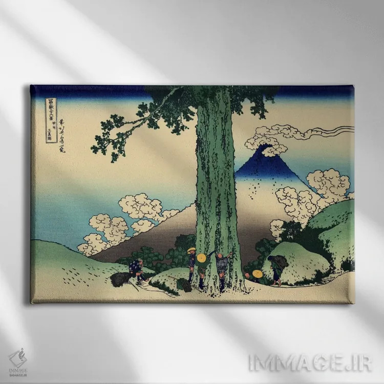 تابلو گذَر میشیما در استان کای اثر کاتسوشیکا هوکوسای (نقاش و هنرمند ژاپنی) - نمای روبهرو روی دیوار