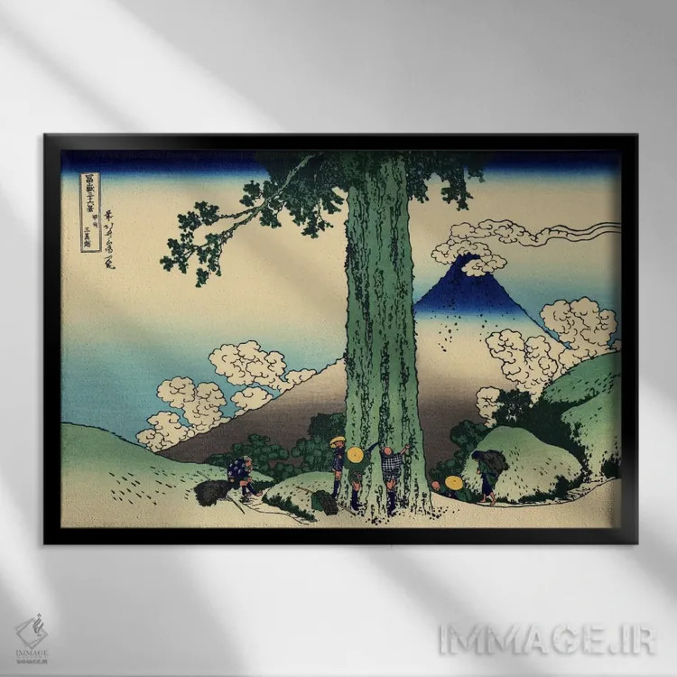 تابلو گذَر میشیما در استان کای اثر کاتسوشیکا هوکوسای (نقاش و هنرمند ژاپنی) - نمای قابدار مشکی