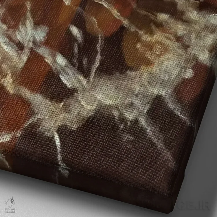 تابلو شیشهٔ هلو (داس فیرزیشگلاس) اثر کلود مونه (نقاش معروف فرانسوی) - نمای نزدیک بافت بوم