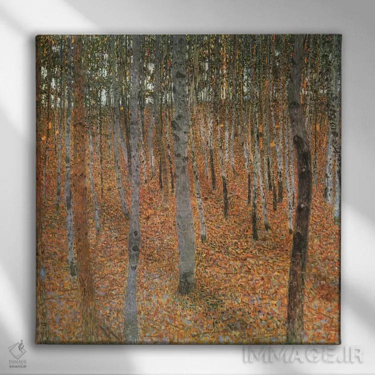 تابلو جنگل درختان راش اثر گوستاو کلیمت - نمای روبهرو روی دیوار
