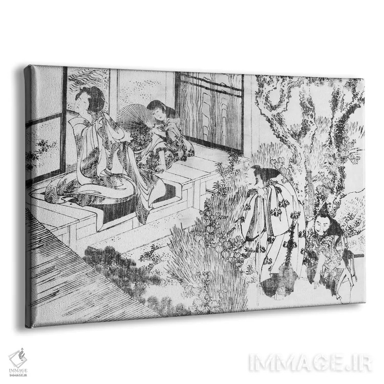 تابلو مردی که زنی زیبا را تماشا میکند اثر کاتسوشیکا هوکوسای (نقاش و هنرمند ژاپنی) - نمای پرسپکتیو محصول