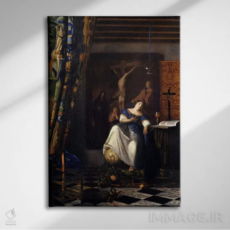 تابلو تمثیل ایمان اثر یوهانس ورمیر (نقاش هلندی) - نمای روبهرو روی دیوار