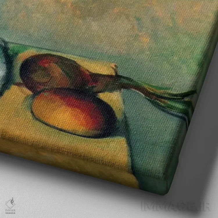 تابلو طبیعت بیجان با فرشته کوچک اثر پل سزان - نمای نزدیک بافت بوم