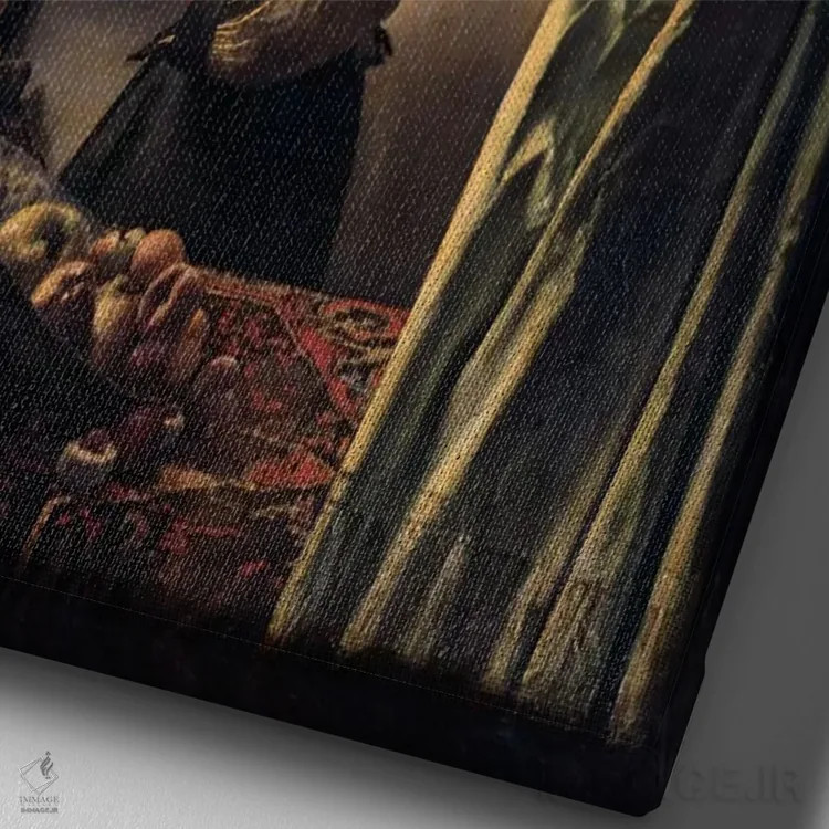 تابلو دختری در حال خواندن نامه کنار پنجره باز اثر یوهانس ورمیر (نقاش هلندی) - نمای نزدیک بافت بوم