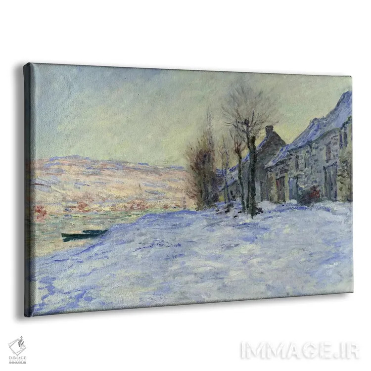 تابلو آفتاب و برف لاواکور اثر کلود مونه (نقاش معروف فرانسوی) - نمای پرسپکتیو محصول