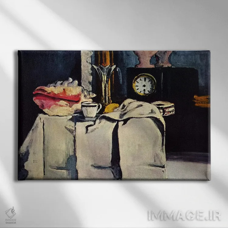 تابلو ساعت سیاه اثر پل سزان - نمای روبهرو روی دیوار