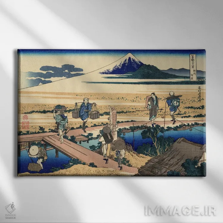 تابلو ناکاهارا در استان ساگامی اثر کاتسوشیکا هوکوسای (نقاش و هنرمند ژاپنی) - نمای روبهرو روی دیوار