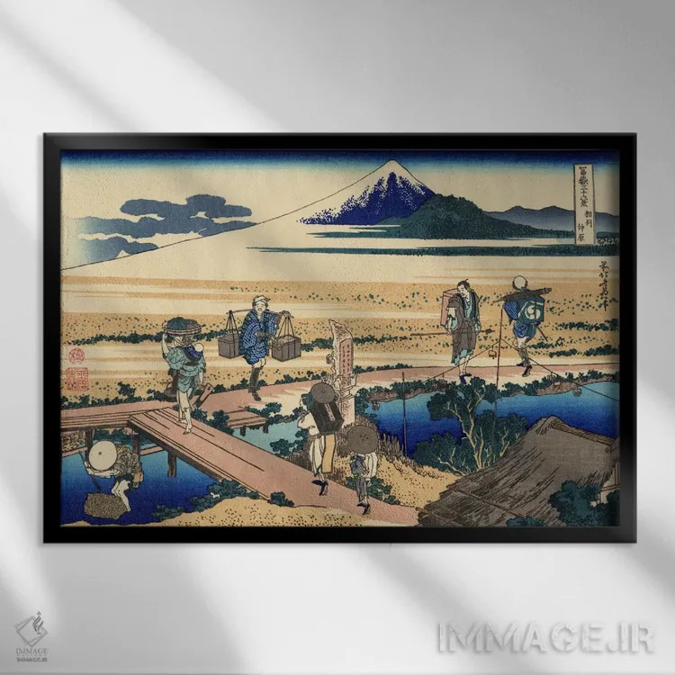 تابلو ناکاهارا در استان ساگامی اثر کاتسوشیکا هوکوسای (نقاش و هنرمند ژاپنی) - نمای قابدار مشکی