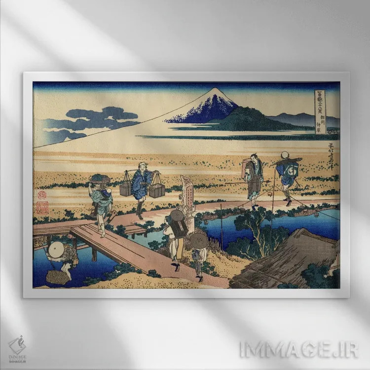 تابلو ناکاهارا در استان ساگامی اثر کاتسوشیکا هوکوسای (نقاش و هنرمند ژاپنی) - نمای قابدار سفید