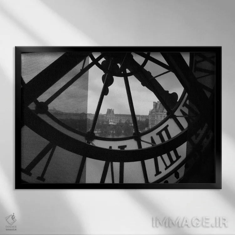 تابلو برج ساعت در پاریس اثر هنرمند ناشناس - نمای قابدار مشکی