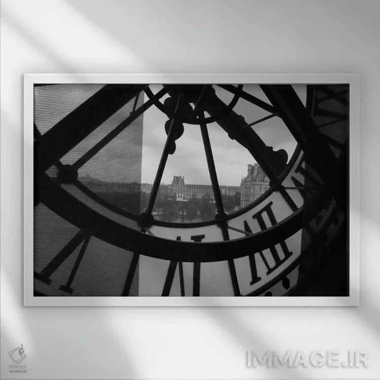 تابلو برج ساعت در پاریس اثر هنرمند ناشناس - نمای قابدار سفید