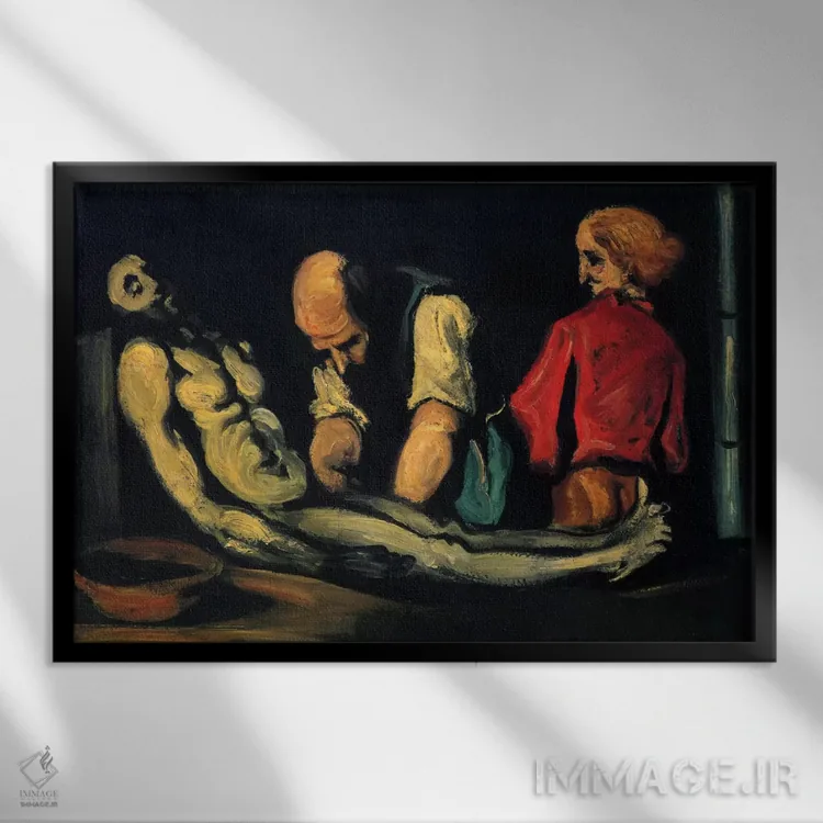 تابلو آمادهسازی برای تشییع جنازه (کالبدشکافی) اثر پل سزان - نمای قابدار مشکی