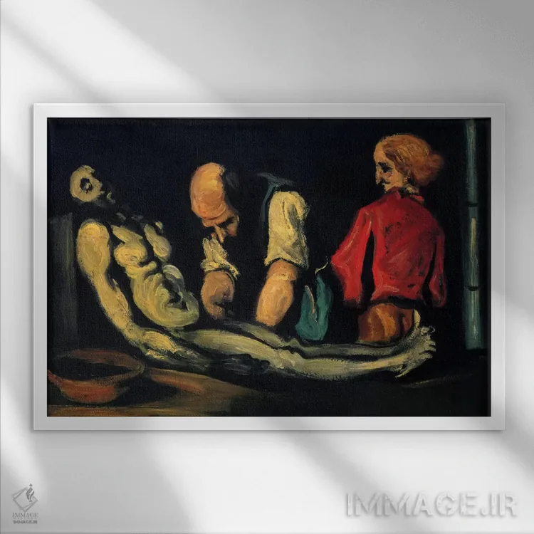 تابلو آمادهسازی برای تشییع جنازه (کالبدشکافی) اثر پل سزان - نمای قابدار سفید