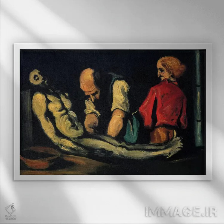 تابلو آمادهسازی برای تشییع جنازه (کالبدشکافی) اثر پل سزان - نمای قابدار سفید
