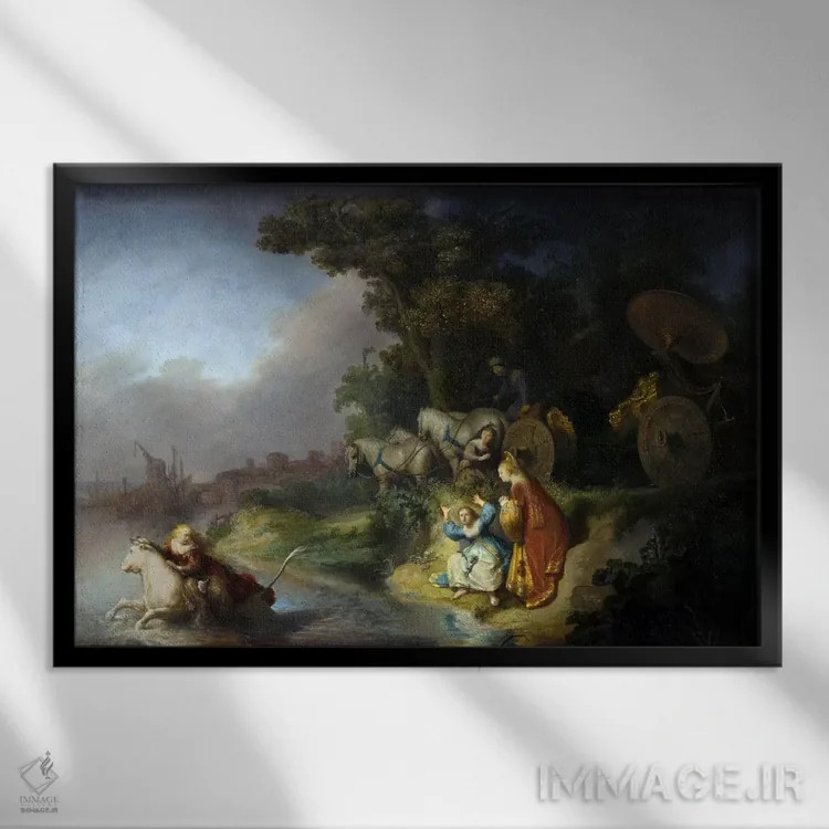 تابلو ربودن اروپا (اسطورهٔ یونانی) اثر رمبرانت فان رَین (نقاش بزرگ هلندی) - نمای قابدار مشکی