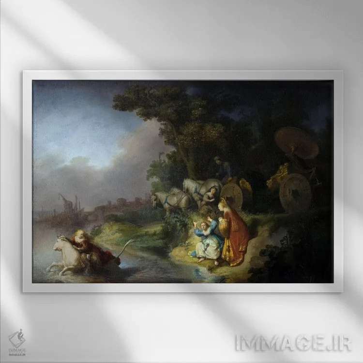 تابلو ربودن اروپا (اسطورهٔ یونانی) اثر رمبرانت فان رَین (نقاش بزرگ هلندی) - نمای قابدار سفید