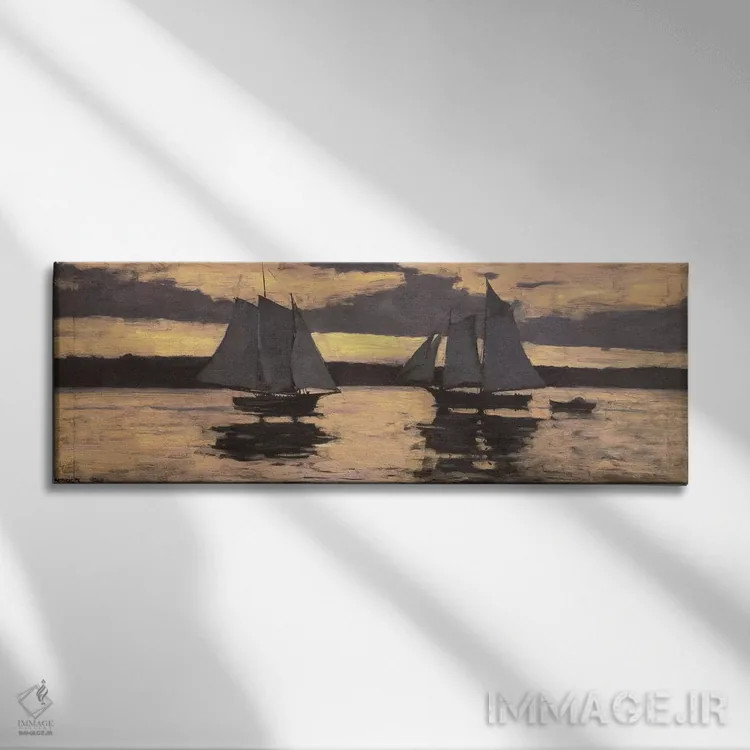 تابلو ناوگان ماهیگیری اسقومری گلاستر در غروب اثر وینسلو هومر - نمای روبهرو روی دیوار