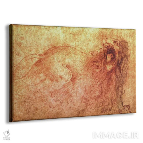 تابلو طرحی از شیر غران اثر لئوناردو داوینچی (نقاش و مخترع ایتالیایی) - نمای پرسپکتیو محصول