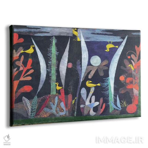 تابلو منظره با پرندگان زرد اثر پل کله - نمای پرسپکتیو محصول