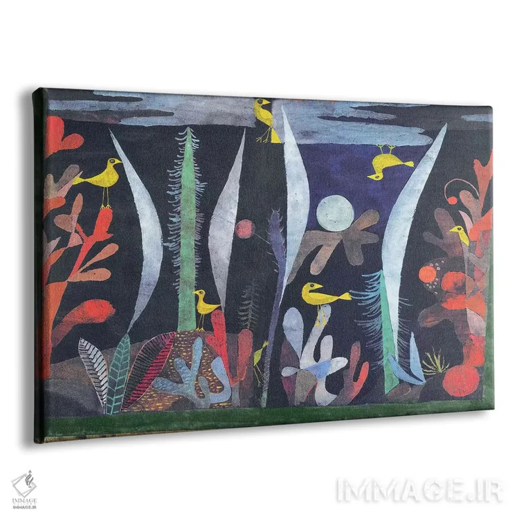 تابلو منظره با پرندگان زرد اثر پل کله - نمای پرسپکتیو محصول