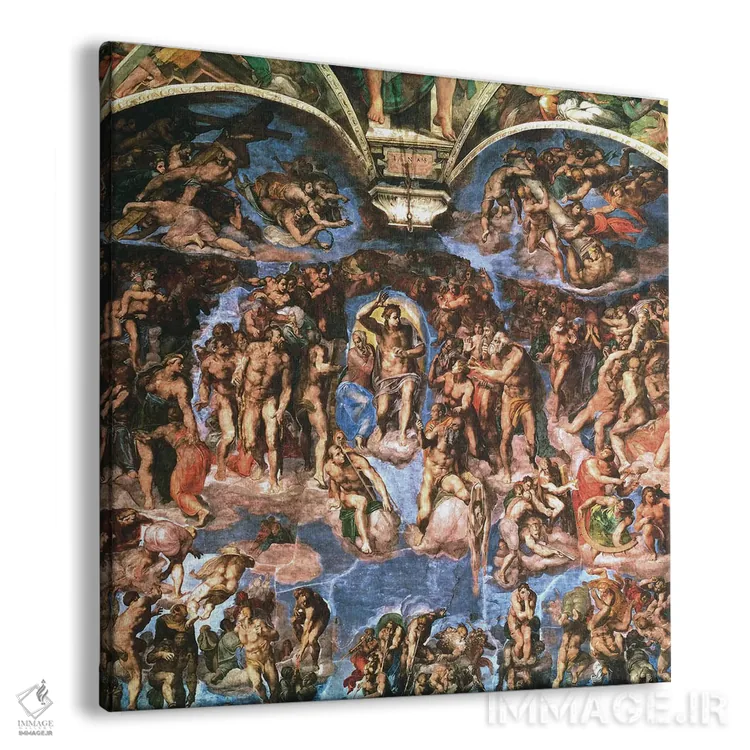 تابلو کلیسای سیستین: داوری نهایی (جزئیات نیمه بالایی) اثر میکلآنژ (هنرمند و مجسمهساز ایتالیایی دوره رنسانس) - نمای پرسپکتیو محصول