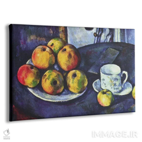 تابلو طبیعت بیجان با سیبها اثر پل سزان - نمای پرسپکتیو محصول