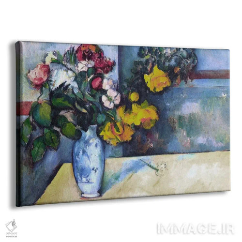 تابلو طبیعت بیجان: گلها در گلدان اثر پل سزان - نمای پرسپکتیو محصول