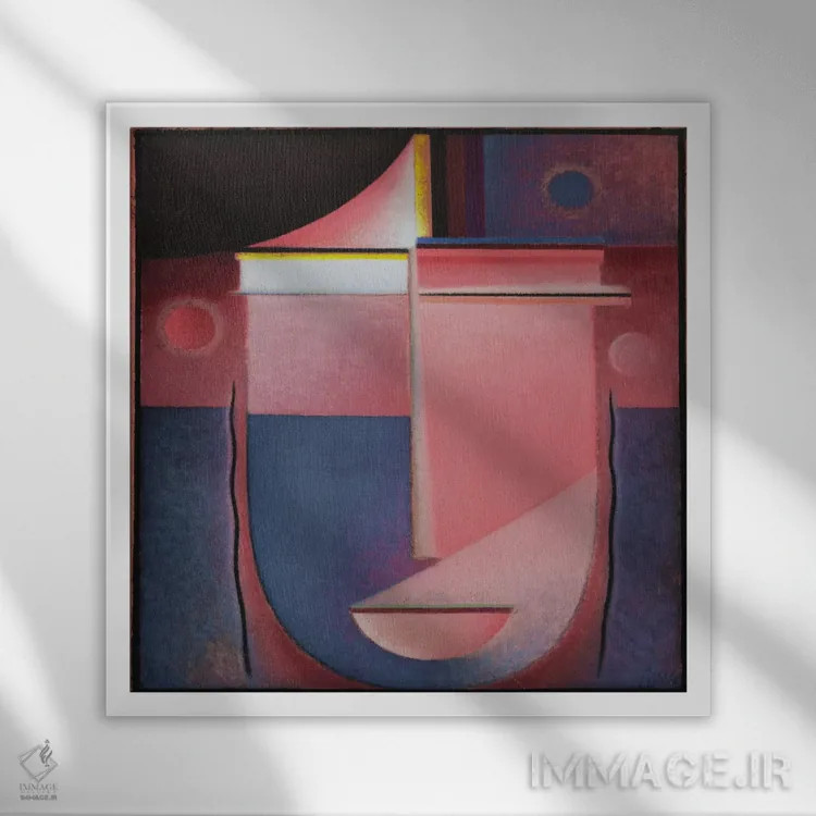 تابلو نگاه به درون در پرتو صورتی اثر الکسی فون یاولنسکی (نقاش روس/آلمانی) - نمای قابدار سفید