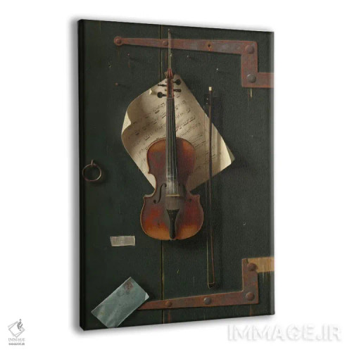 تابلو ویولن قدیمی اثر ویلیام مایکل هارنت (نقاش طبیعت بیجان آمریکایی) - نمای پرسپکتیو محصول