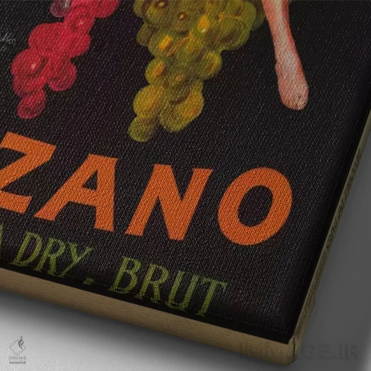 تابلو آستی چینزانو (تبلیغ قدیمی) اثر لئونتو کاپیلو - نمای نزدیک بافت بوم