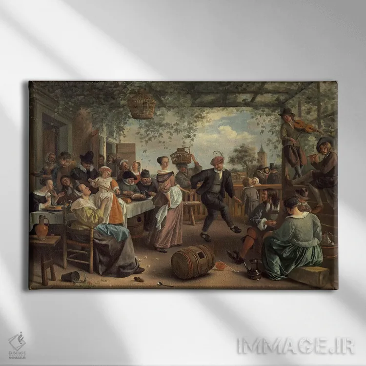 تابلو زوج رقصنده اثر یان استین (نقاش هلندی) - نمای روبهرو روی دیوار