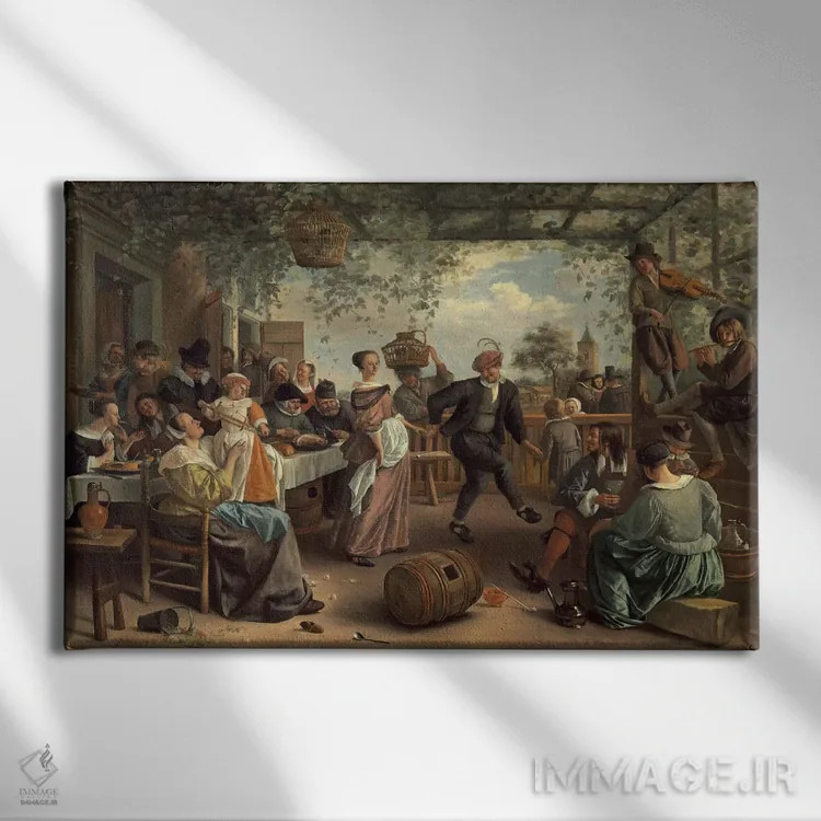 تابلو زوج رقصنده اثر یان استین (نقاش هلندی) - نمای روبهرو روی دیوار