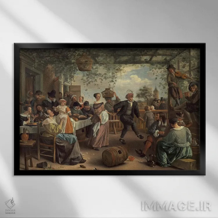 تابلو زوج رقصنده اثر یان استین (نقاش هلندی) - نمای قابدار مشکی