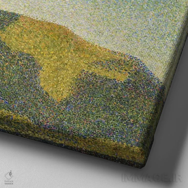 تابلو منظرهٔ دریایی در پورت-آن-بسن (نرماندی) اثر ژرژ سورا (نقاش نئوامپرسیونیست فرانسوی) - نمای نزدیک بافت بوم