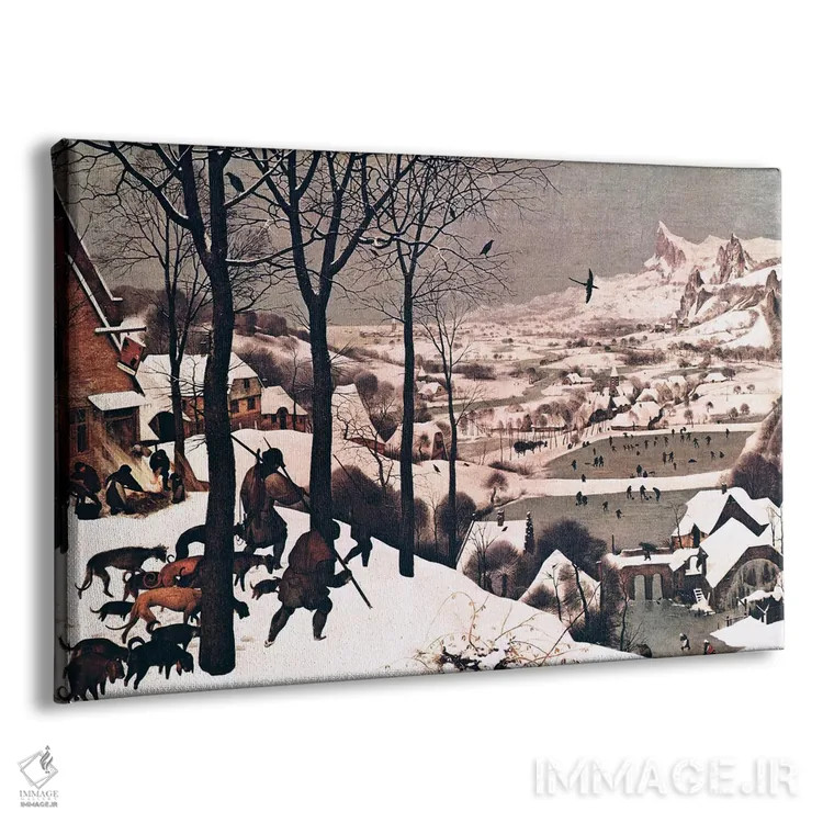 تابلو شکارچیان در برف اثر پییتر بروگل پدر (نقاش هلندی) - نمای پرسپکتیو محصول