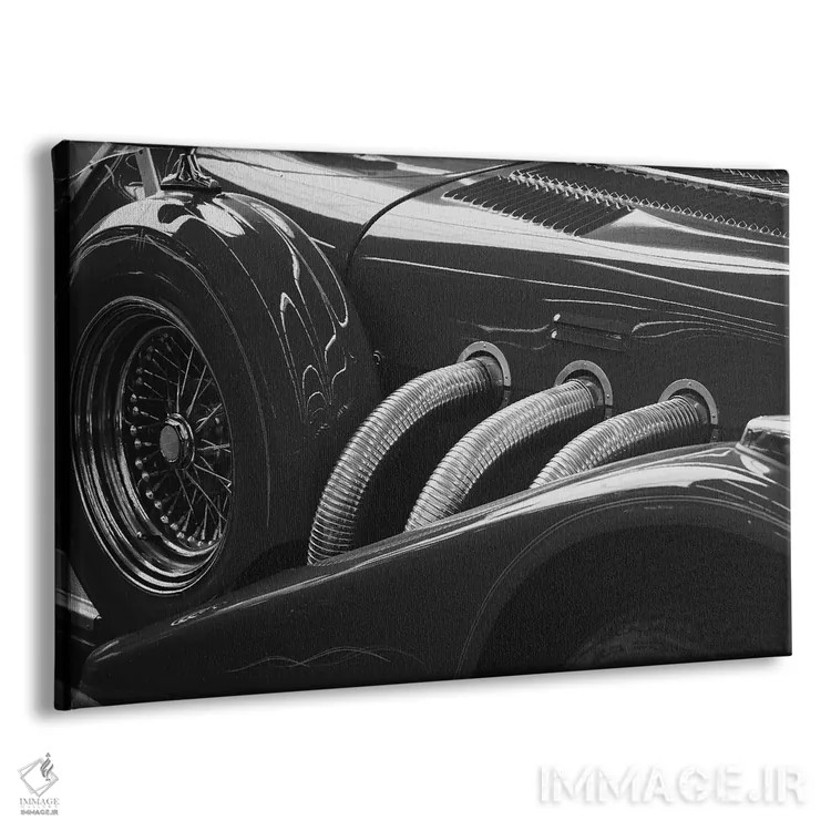 تابلو خودروی قدیمی سیاه و سفید اثر هنرمند ناشناس - نمای پرسپکتیو محصول