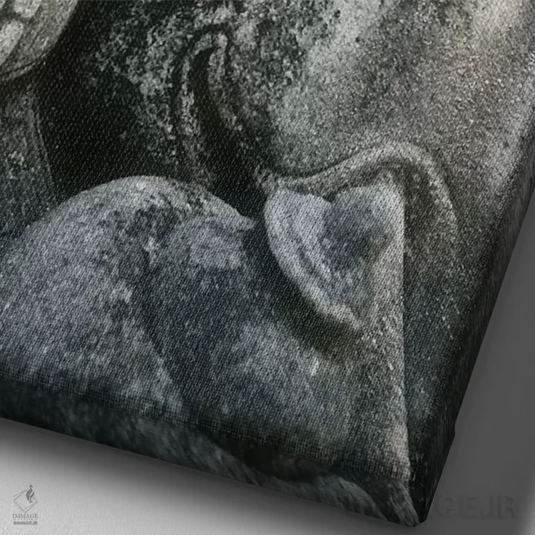 تابلو تندیس گانش (خدای هندو) اثر هنرمند ناشناس - نمای نزدیک بافت بوم