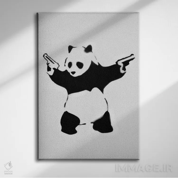 تابلو پاندای مسلح اثر هنرمند ناشناس - نمای روبهرو روی دیوار