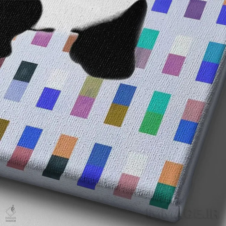 تابلو پاندای مسلح نقطهای رنگی اثر هنرمند ناشناس - نمای نزدیک بافت بوم